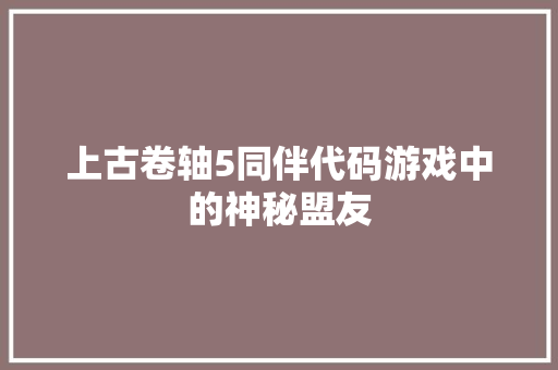 上古卷轴5同伴代码游戏中的神秘盟友