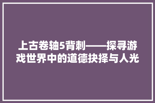 上古卷轴5背刺——探寻游戏世界中的道德抉择与人光辉