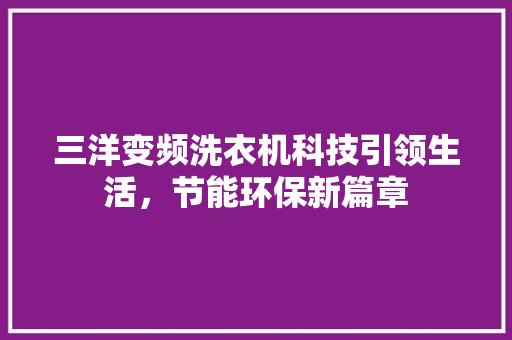 三洋变频洗衣机科技引领生活，节能环保新篇章