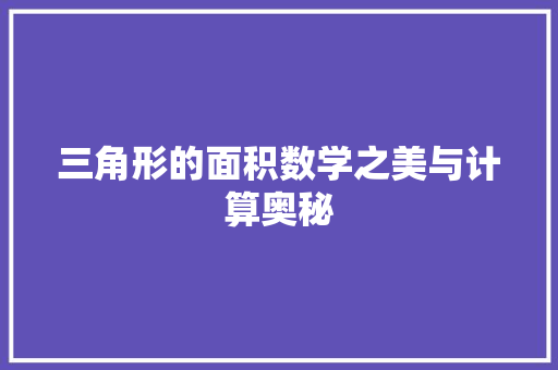 三角形的面积数学之美与计算奥秘