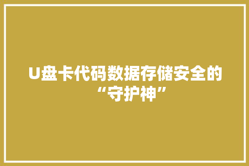 U盘卡代码数据存储安全的“守护神”