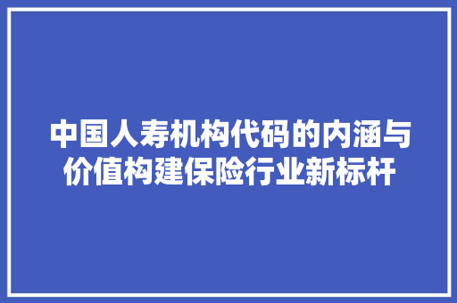 中国人寿机构代码的内涵与价值构建保险行业新标杆
