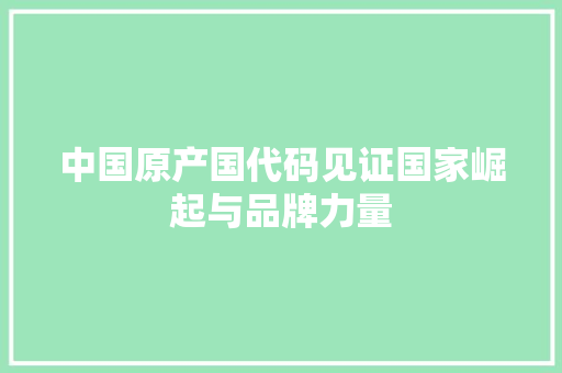 中国原产国代码见证国家崛起与品牌力量