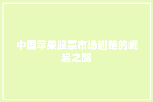 中国苹果股票市场翘楚的崛起之路