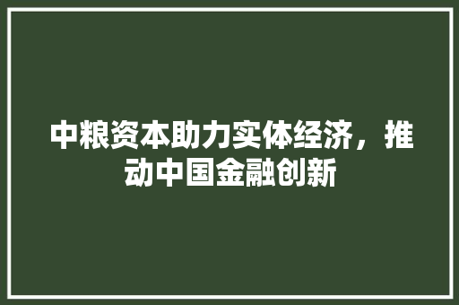 中粮资本助力实体经济，推动中国金融创新