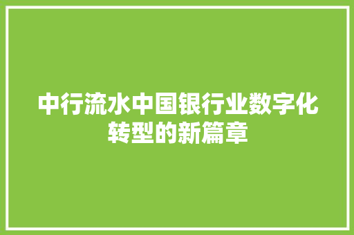 中行流水中国银行业数字化转型的新篇章