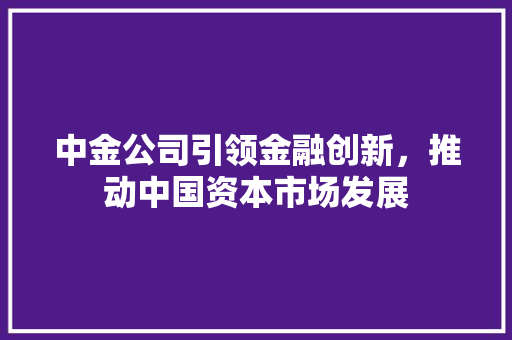 中金公司引领金融创新，推动中国资本市场发展