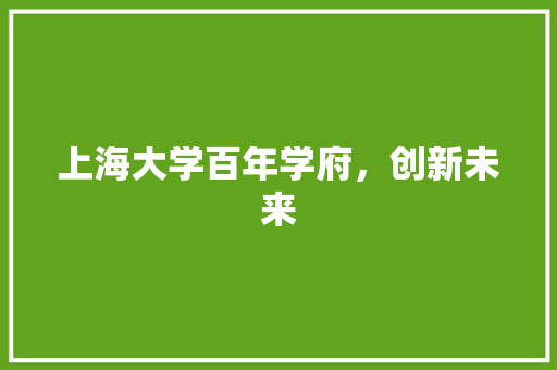 上海大学百年学府，创新未来