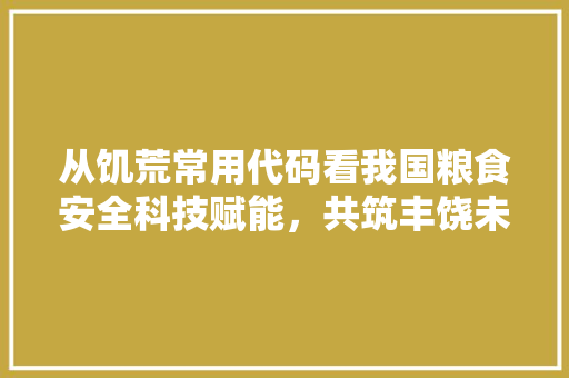 从饥荒常用代码看我国粮食安全科技赋能，共筑丰饶未来