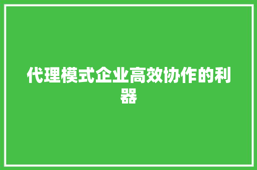 代理模式企业高效协作的利器