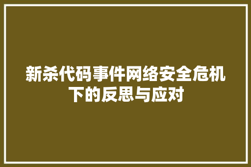 新杀代码事件网络安全危机下的反思与应对
