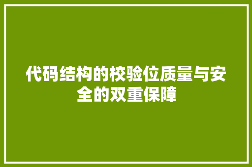 代码结构的校验位质量与安全的双重保障