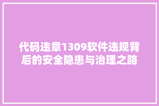 代码违章1309软件违规背后的安全隐患与治理之路