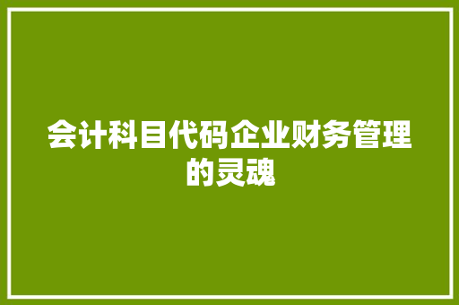 会计科目代码企业财务管理的灵魂