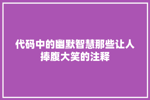 代码中的幽默智慧那些让人捧腹大笑的注释