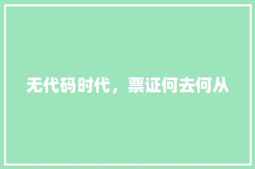 无代码时代，票证何去何从