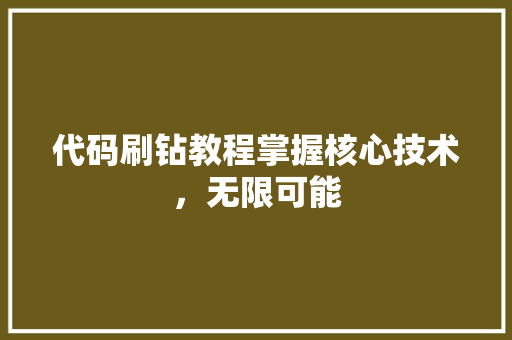 代码刷钻教程掌握核心技术，无限可能
