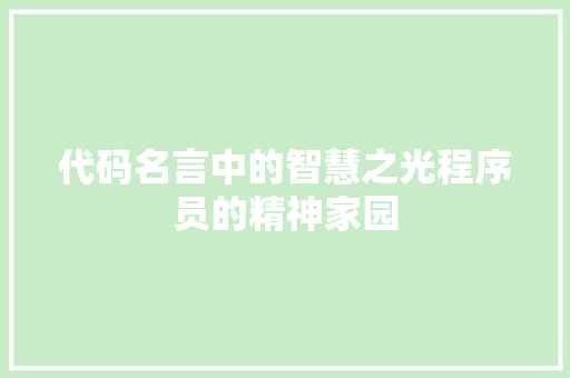 代码名言中的智慧之光程序员的精神家园