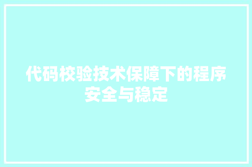 代码校验技术保障下的程序安全与稳定