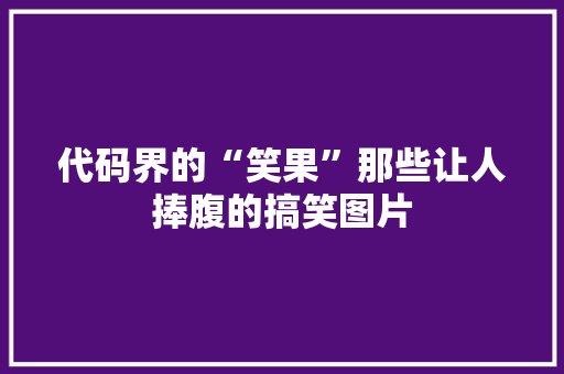 代码界的“笑果”那些让人捧腹的搞笑图片