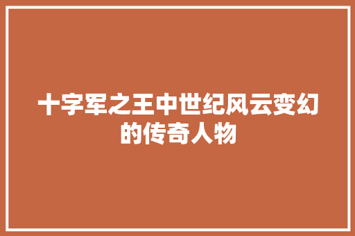 十字军之王中世纪风云变幻的传奇人物