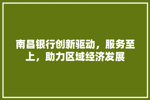南昌银行创新驱动，服务至上，助力区域经济发展