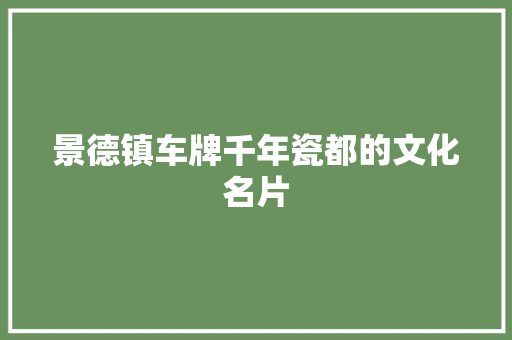 景德镇车牌千年瓷都的文化名片