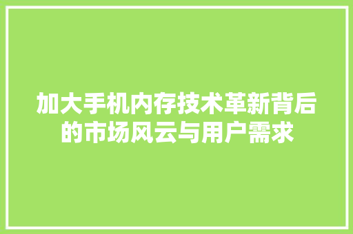 加大手机内存技术革新背后的市场风云与用户需求