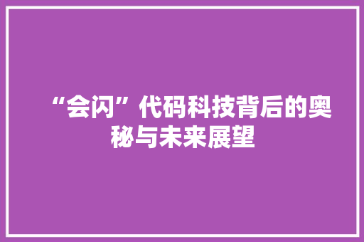 “会闪”代码科技背后的奥秘与未来展望