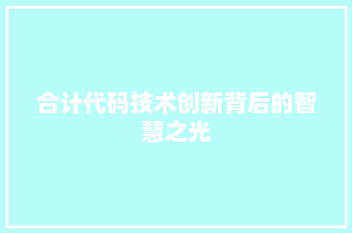 合计代码技术创新背后的智慧之光