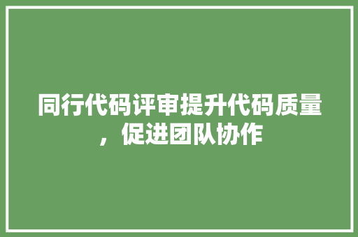 同行代码评审提升代码质量，促进团队协作