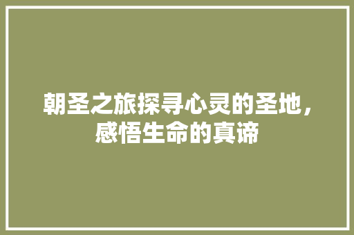 朝圣之旅探寻心灵的圣地，感悟生命的真谛