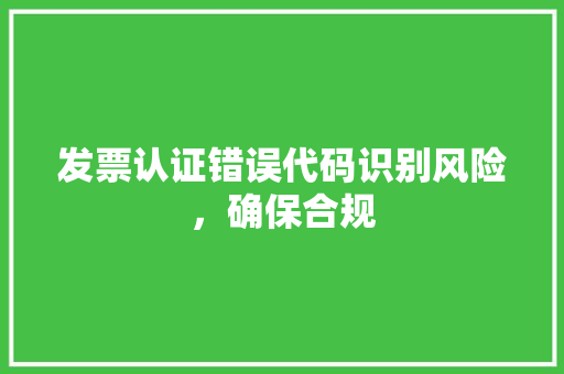 发票认证错误代码识别风险，确保合规