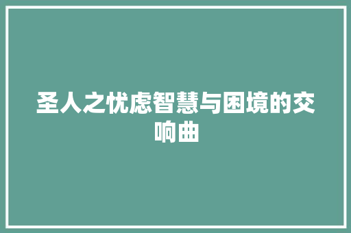 圣人之忧虑智慧与困境的交响曲
