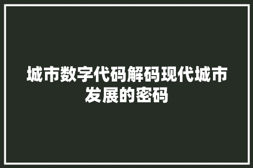 城市数字代码解码现代城市发展的密码
