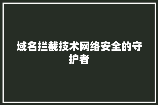 域名拦截技术网络安全的守护者