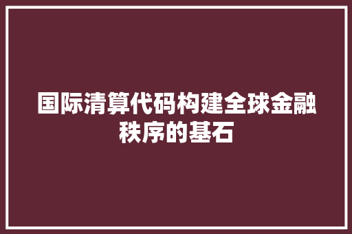 国际清算代码构建全球金融秩序的基石