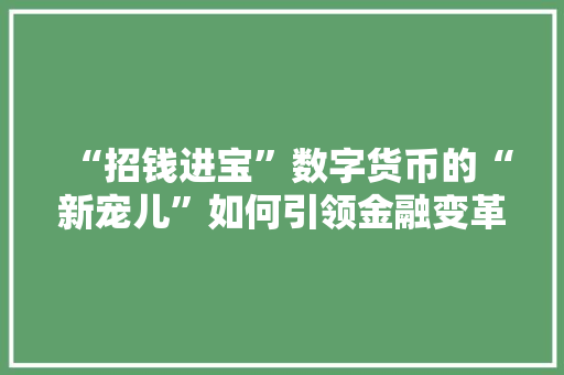 “招钱进宝”数字货币的“新宠儿”如何引领金融变革