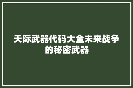 天际武器代码大全未来战争的秘密武器