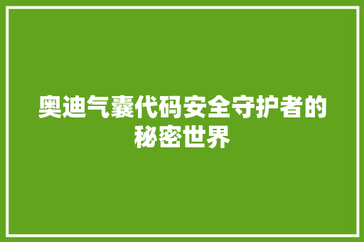 奥迪气囊代码安全守护者的秘密世界