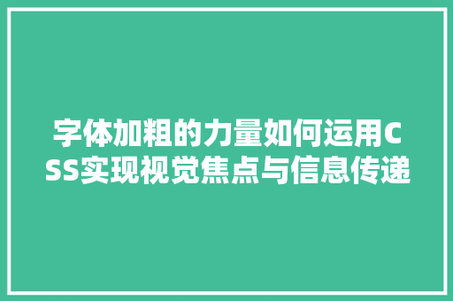 字体加粗的力量如何运用CSS实现视觉焦点与信息传递