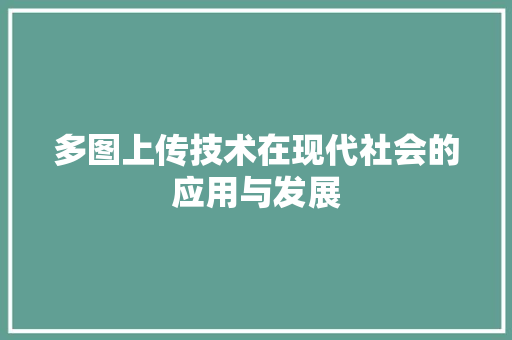 多图上传技术在现代社会的应用与发展
