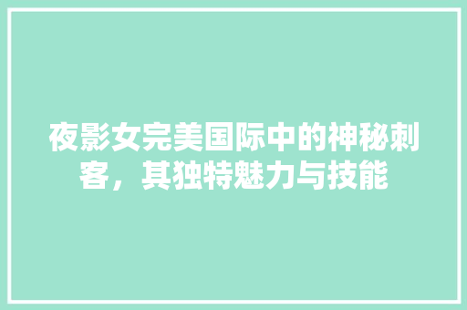 夜影女完美国际中的神秘刺客，其独特魅力与技能