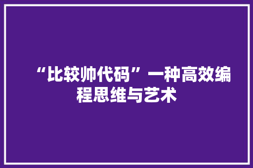 “比较帅代码”一种高效编程思维与艺术