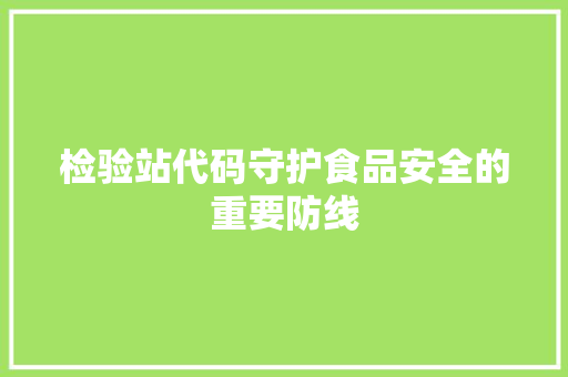 检验站代码守护食品安全的重要防线