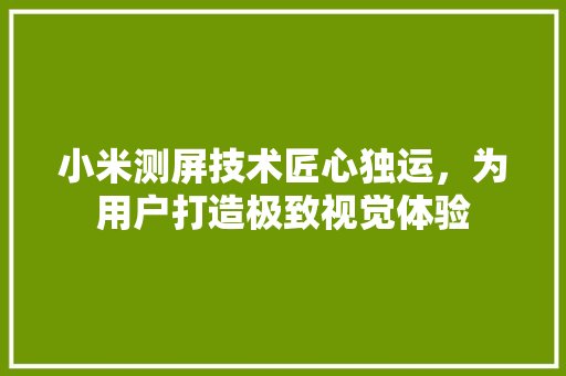 小米测屏技术匠心独运，为用户打造极致视觉体验