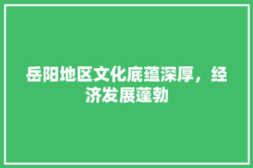 岳阳地区文化底蕴深厚，经济发展蓬勃