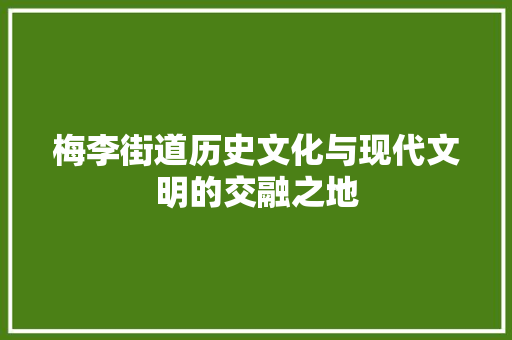 梅李街道历史文化与现代文明的交融之地