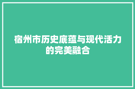 宿州市历史底蕴与现代活力的完美融合