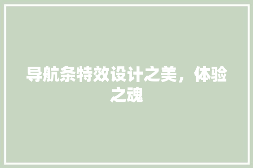 导航条特效设计之美，体验之魂